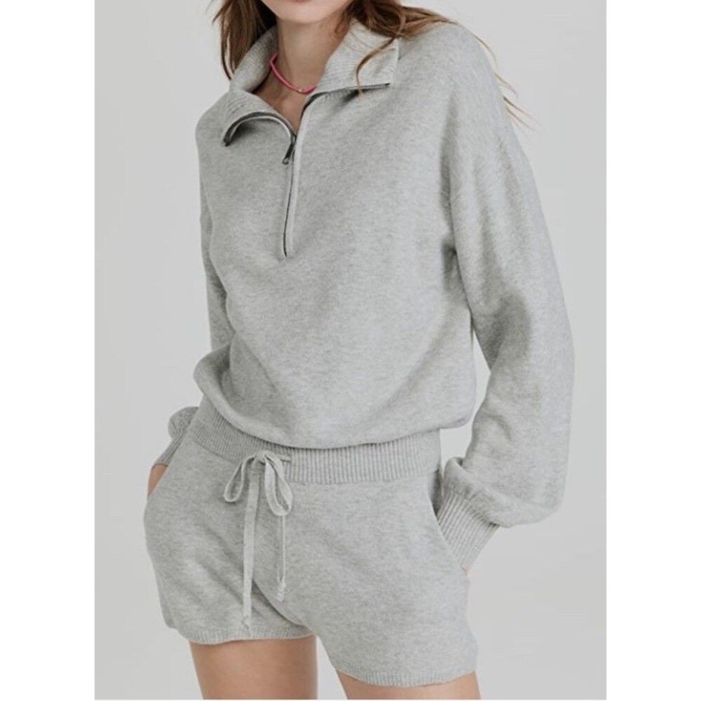 Spiritual Gangster Romper Size S Gray Funnel Neck Half Zip Loungewear Athleisure